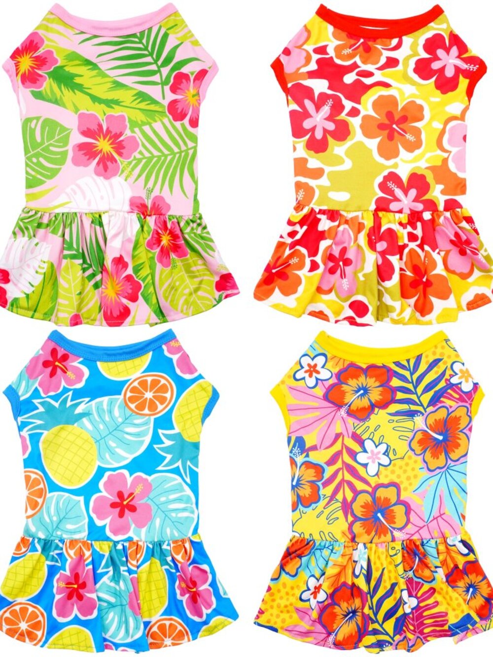 Hawaiian Dog Dresses for Extra Small Dogs Girl Female Pink Red Blue Yellow